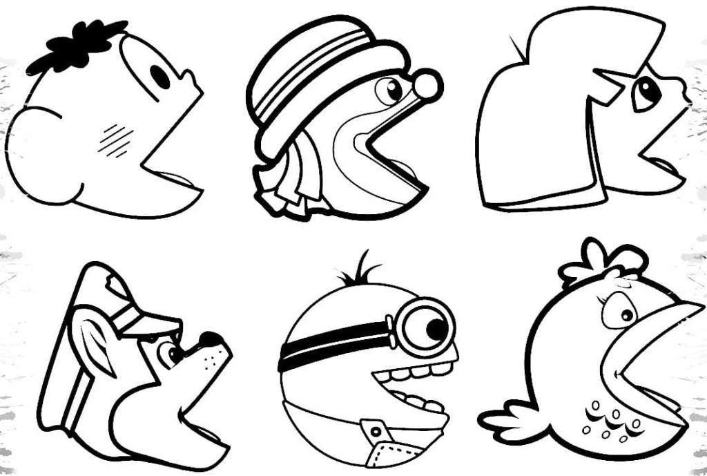 Personajes de dibujos animados al estilo Pacman