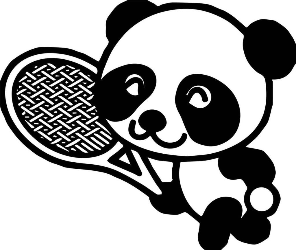 Panda jugando al tenis