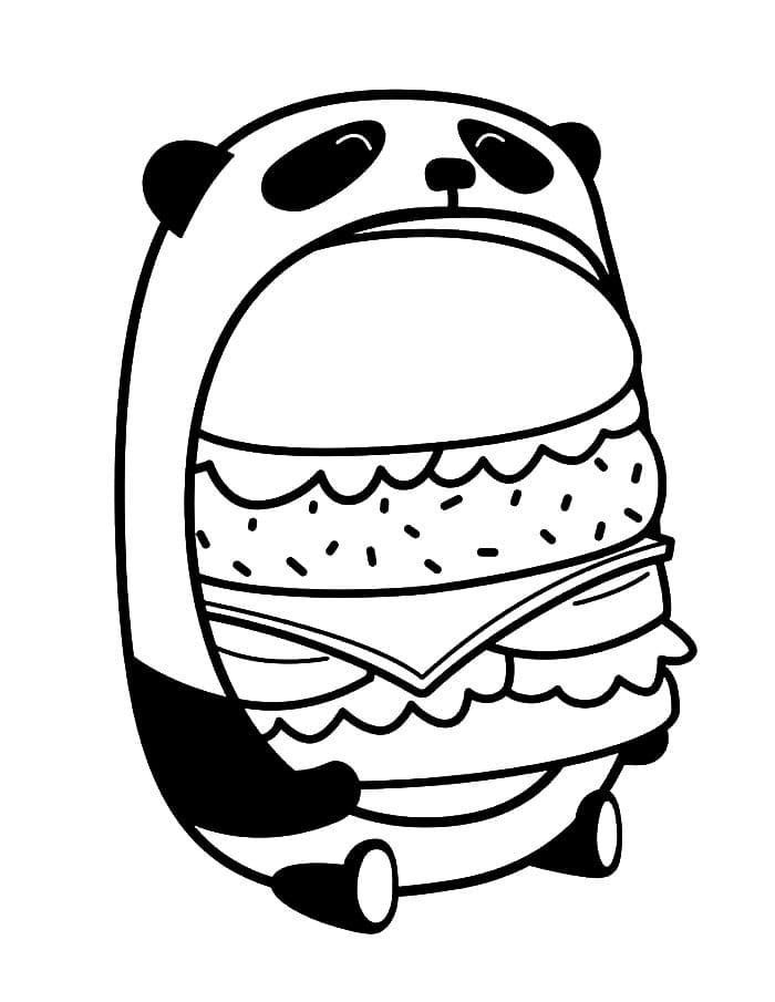 Panda con una gran hamburguesa