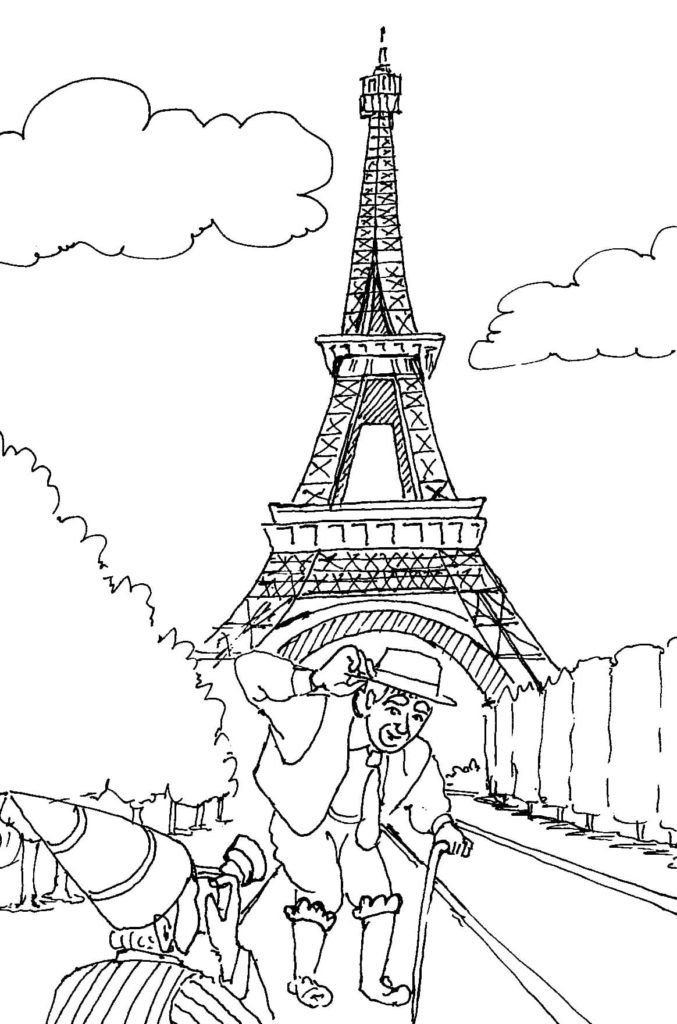 Turistas cerca de la Torre Eiffel