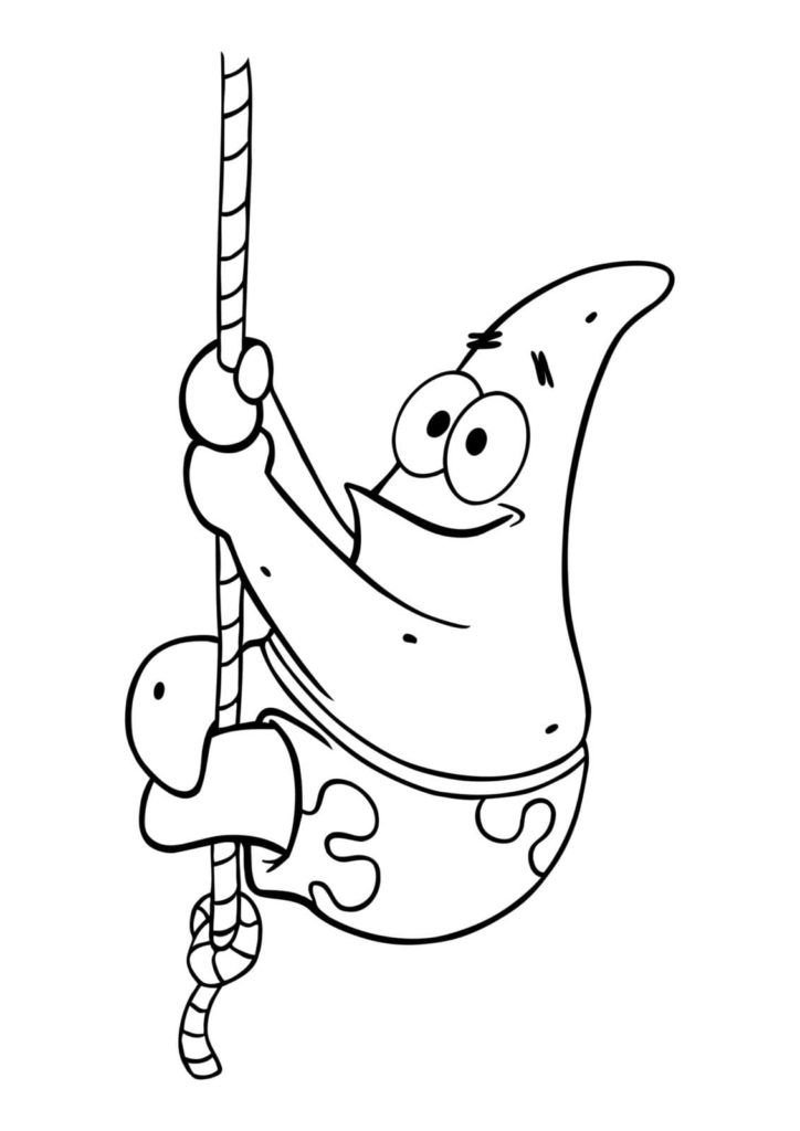 Patrick gatea sobre la cuerda