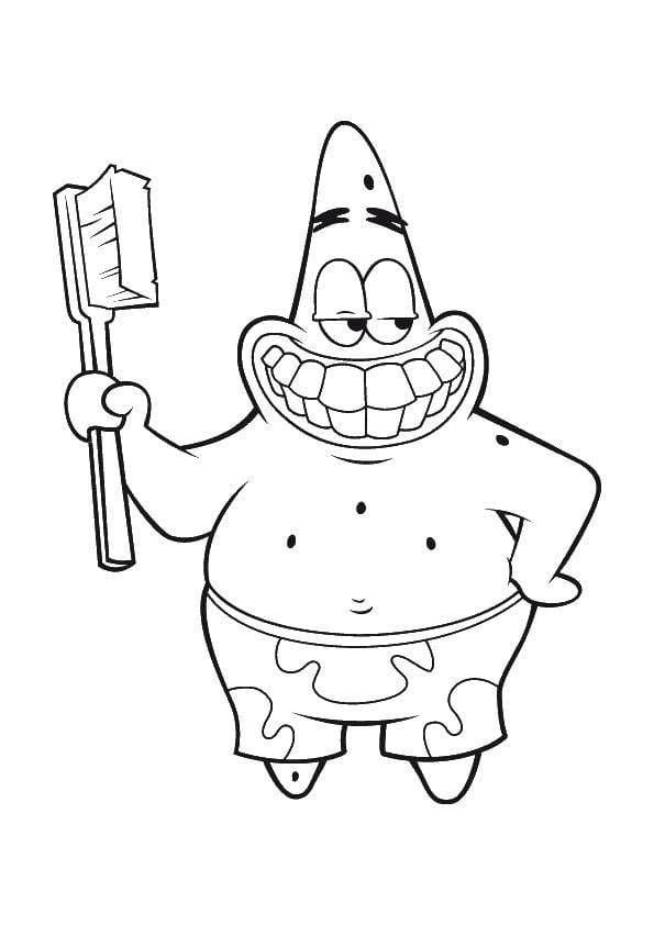 Patrick se cepilla los dientes
