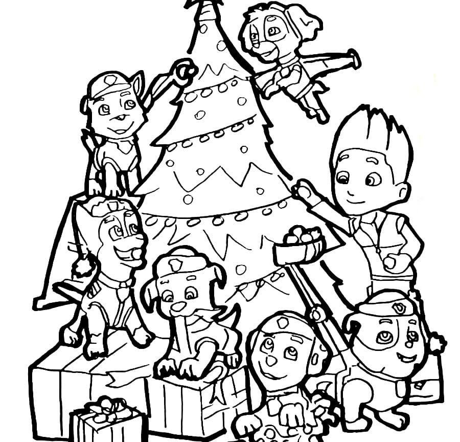 Ryder y su equipo decoran el árbol de Navidad