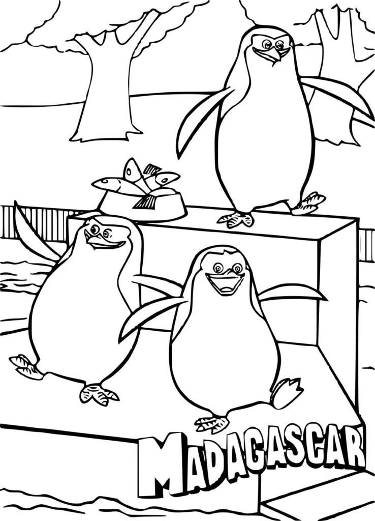 Dibujo de Pingüinos de Madagascar para colorear