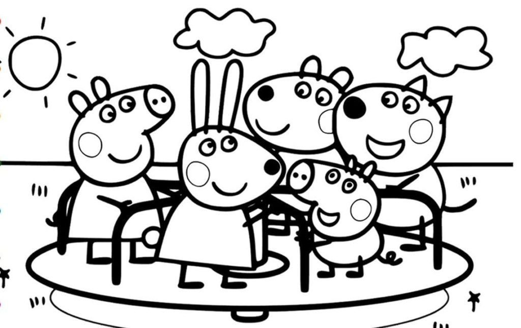 Peppa Pig y sus amigas en el carrusel