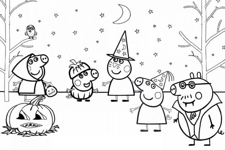 Peppa Pig con amigos en Halloween