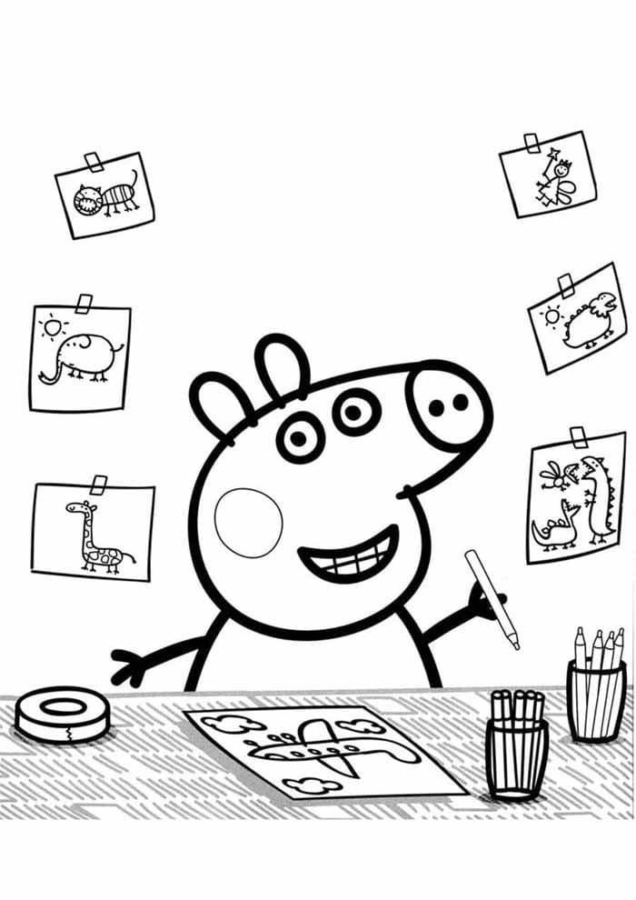 Peppa Pig está dibujando