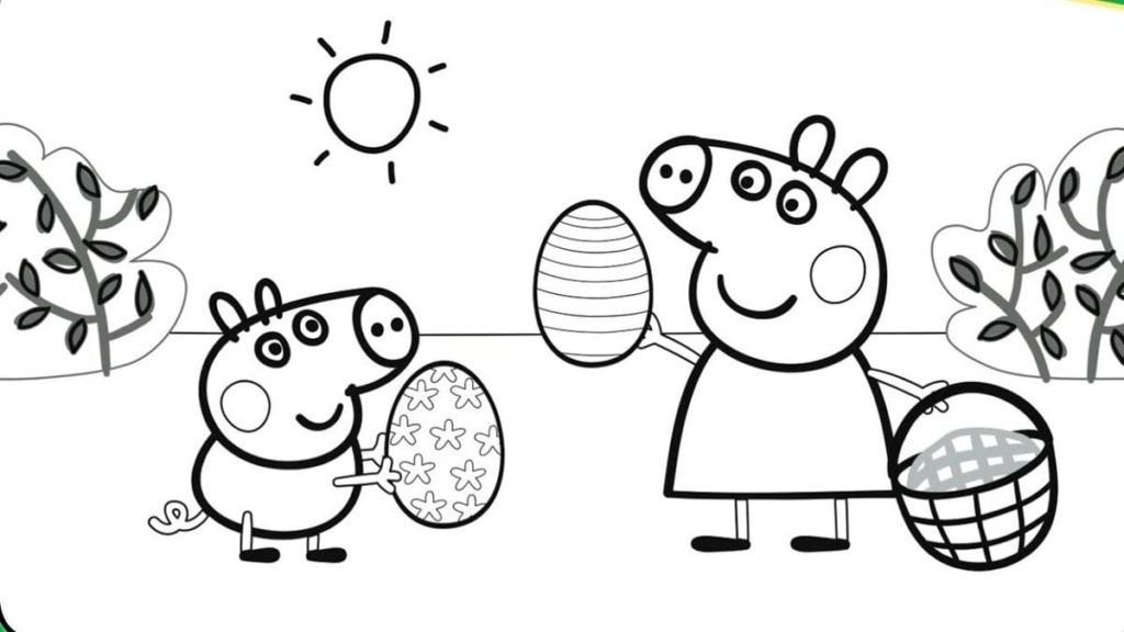 Peppa y George intercambian huevos por Pascua