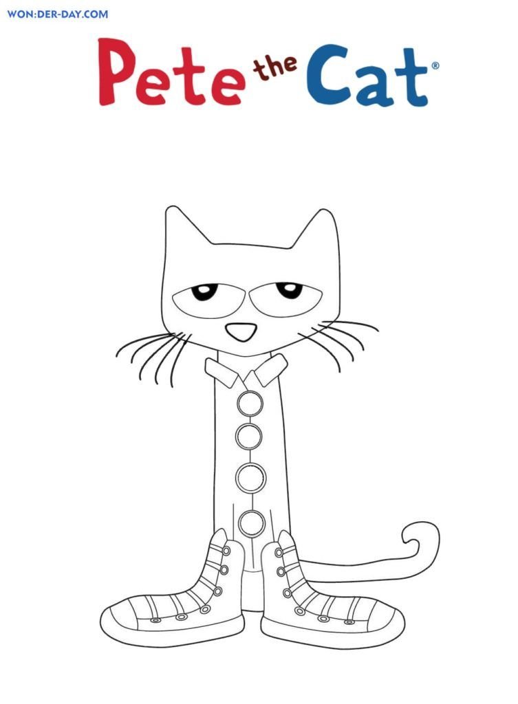 Página para colorear de Pete el gato para niños