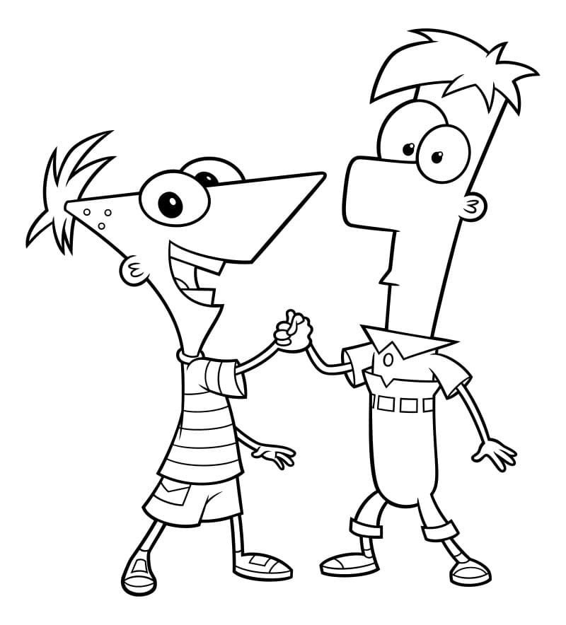 Dibujo de Phineas y Ferb para colorear
