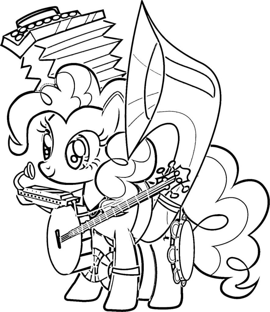 Pony Pinkie Pie con instrumentos musicales