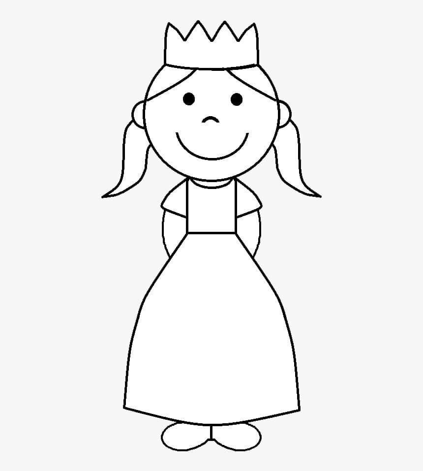 Princesa para colorear fácil para niñas de 3 a 4 años