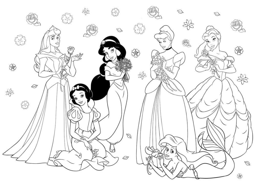 Princesas de Disney con flores