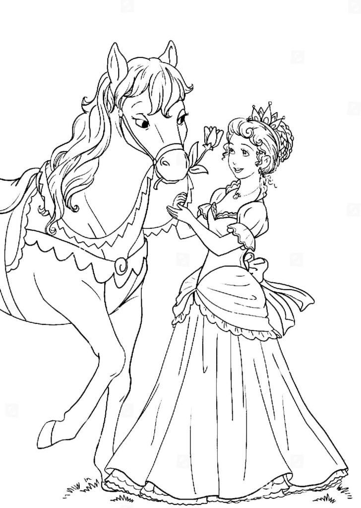 La reina le dio una flor a su caballo.