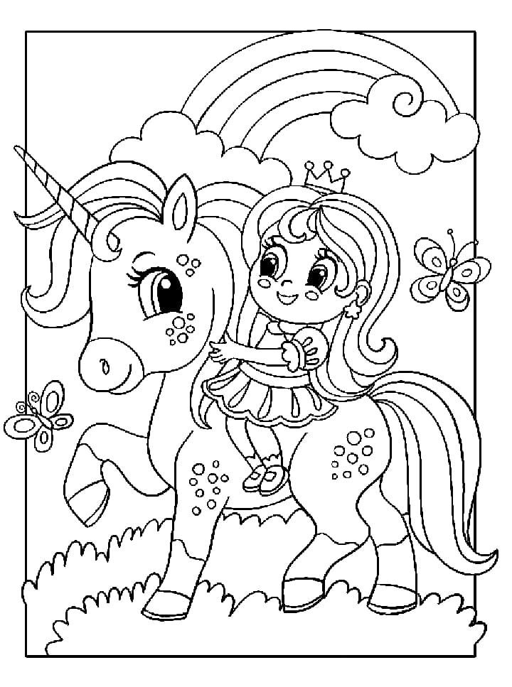 PequeÃ±a princesa montando un unicornio