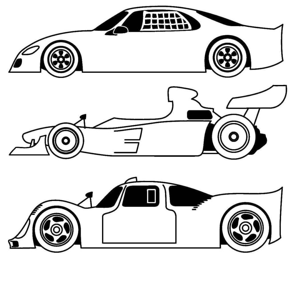 Tres coches de carreras