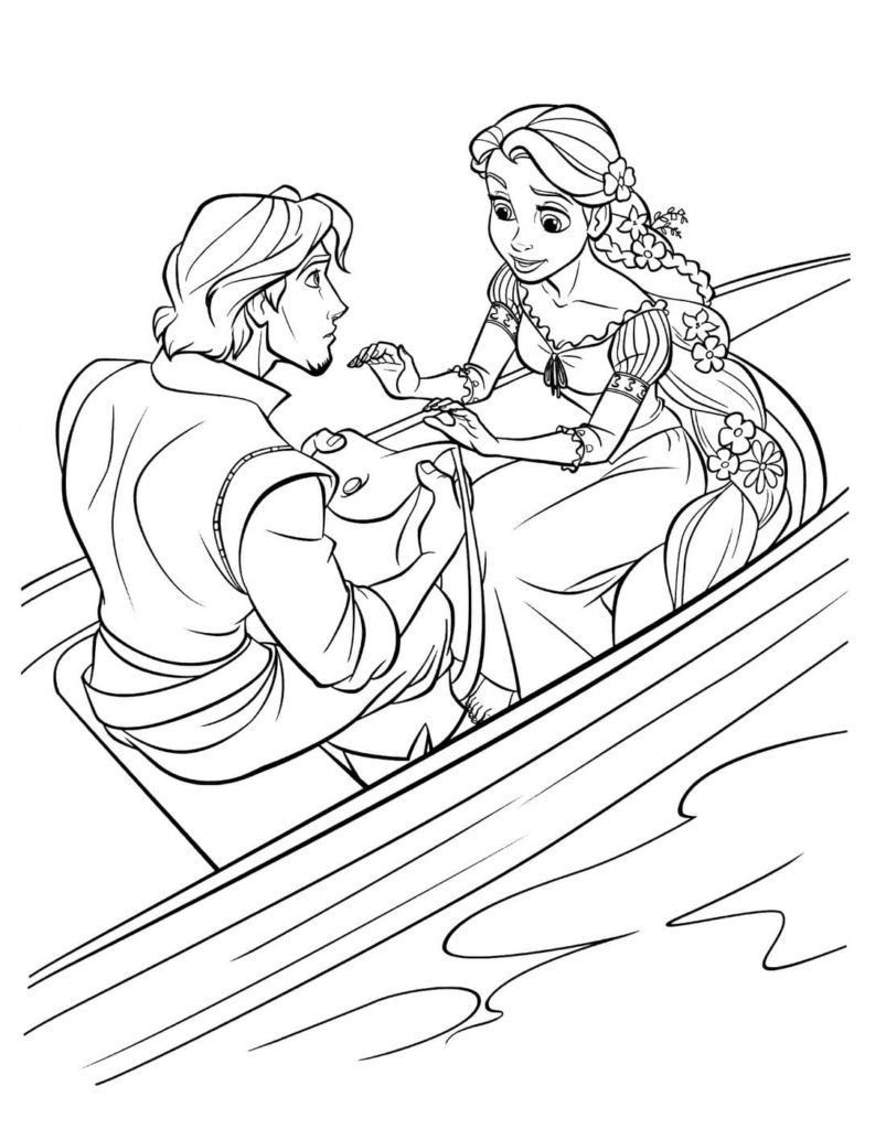Rapunzel y Flynn en un barco
