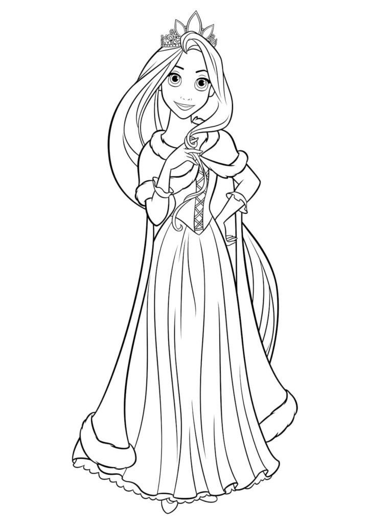 Rapunzel con un vestido de invierno