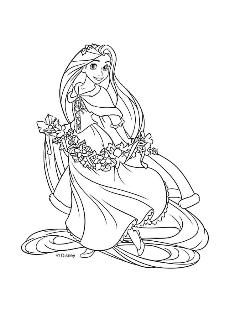 Rapunzel con un vestido de invierno