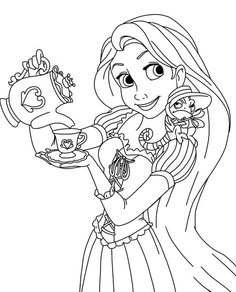 Rapunzel está bebiendo té