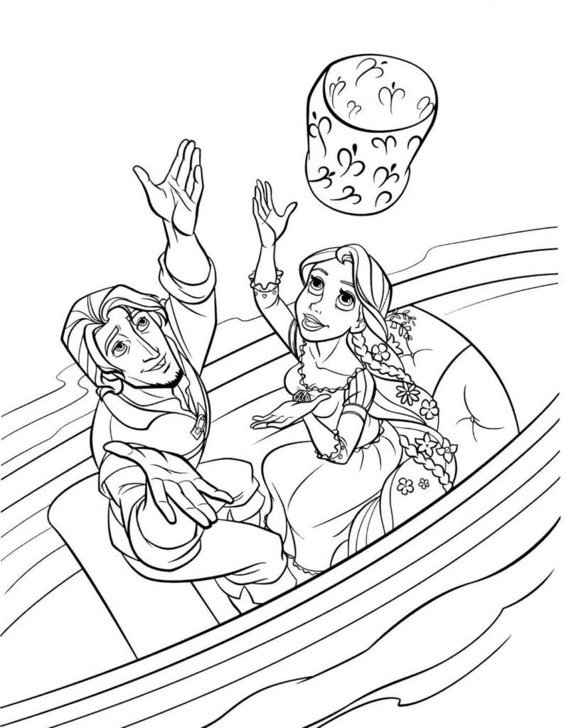 Rapunzel y Flynn en un barco