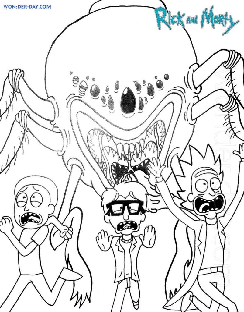 Rick y Morty huyen del monstruo