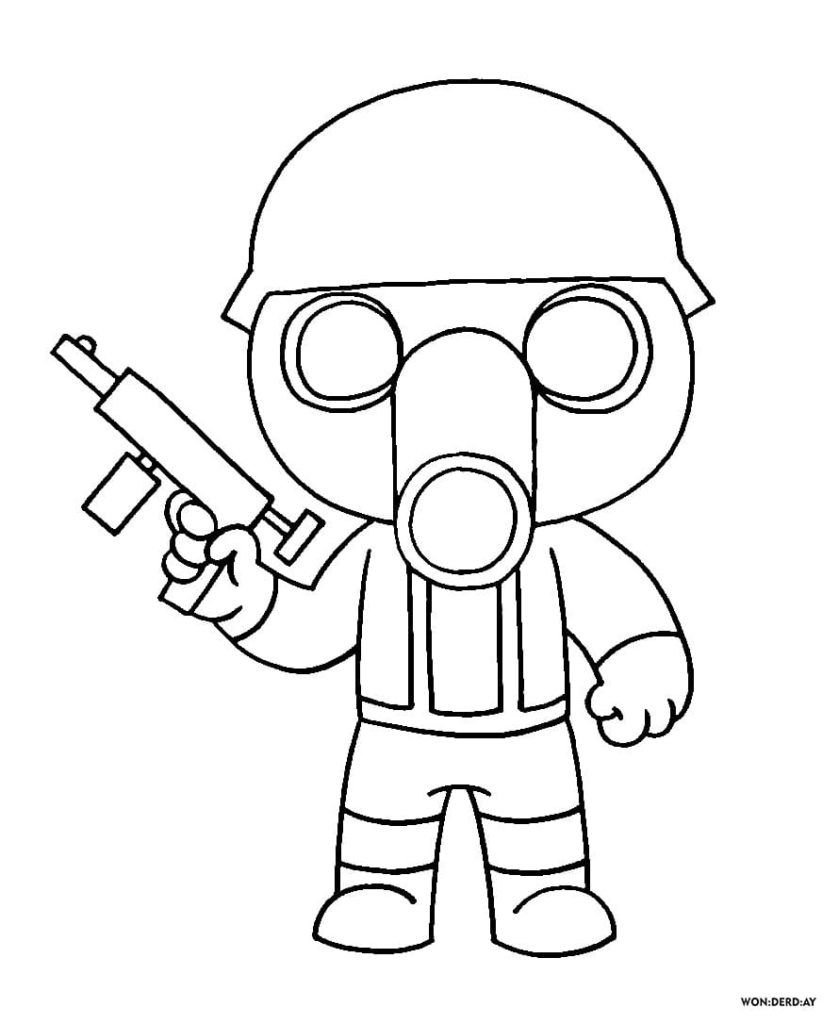 Un soldado con una máscara de gas.