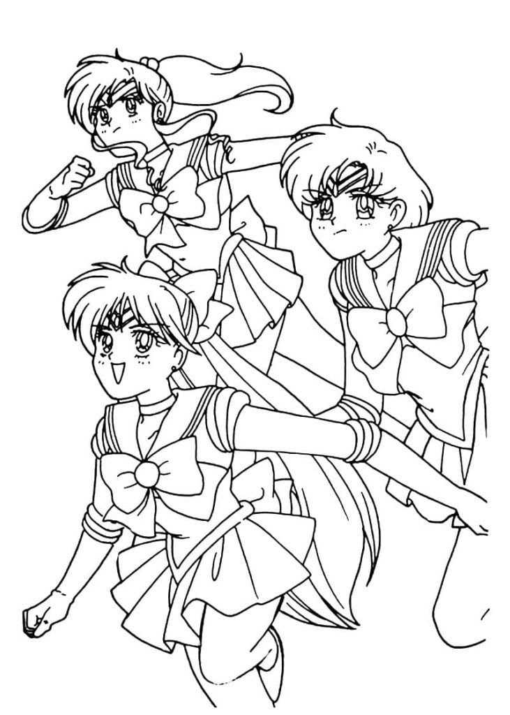 Libro de colorear para niñas Sailor Moon y su tripulación