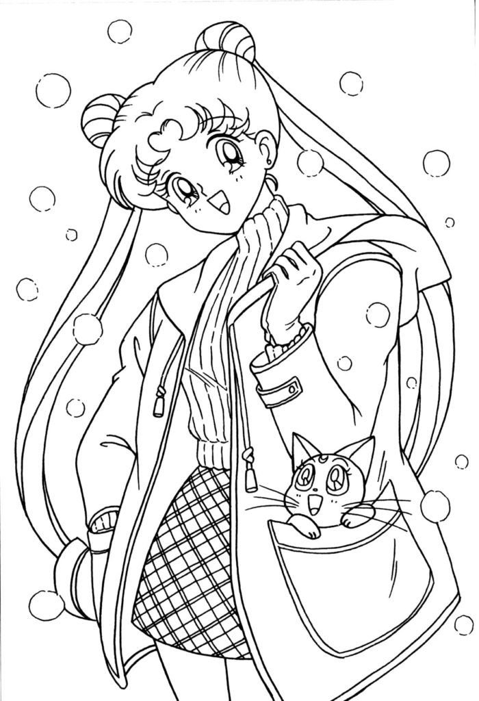 Sailormoon con un gato en el bolsillo