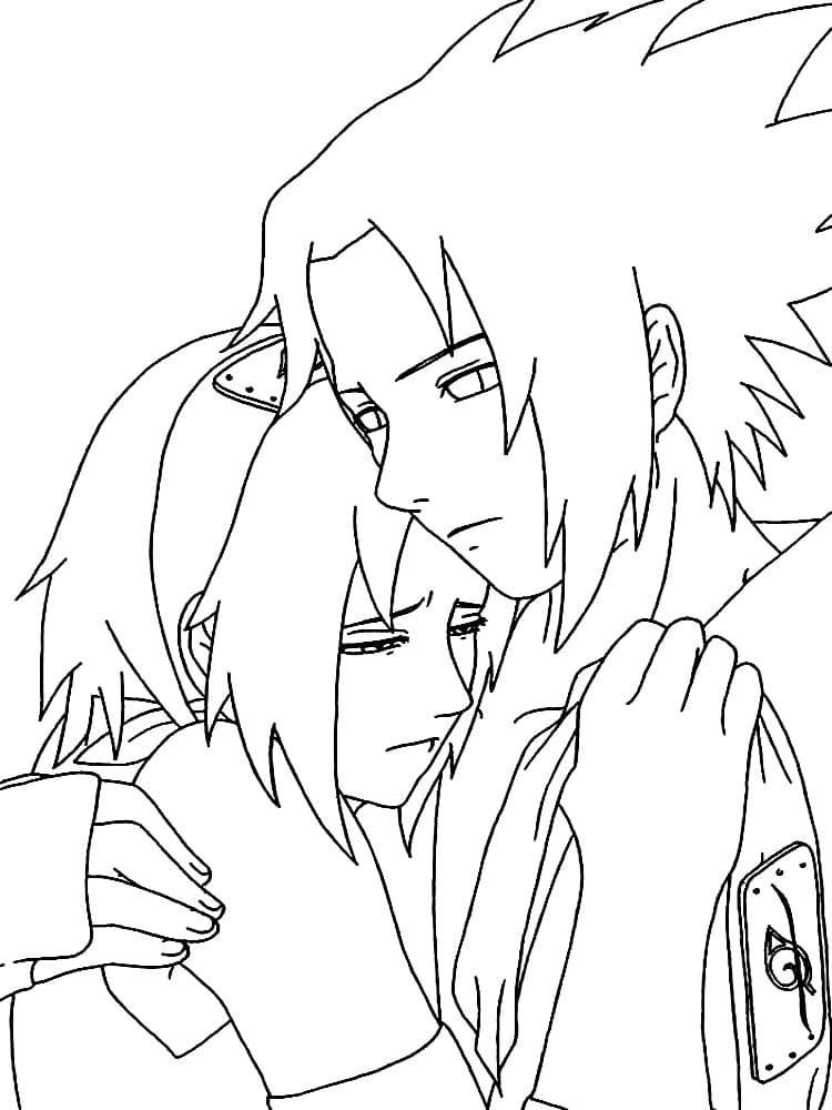 Sasuke abraza a Sakura.