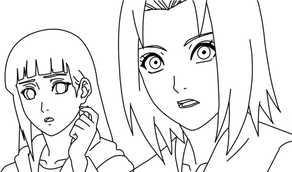 Dibujo de Sakura y Hinata para colorear