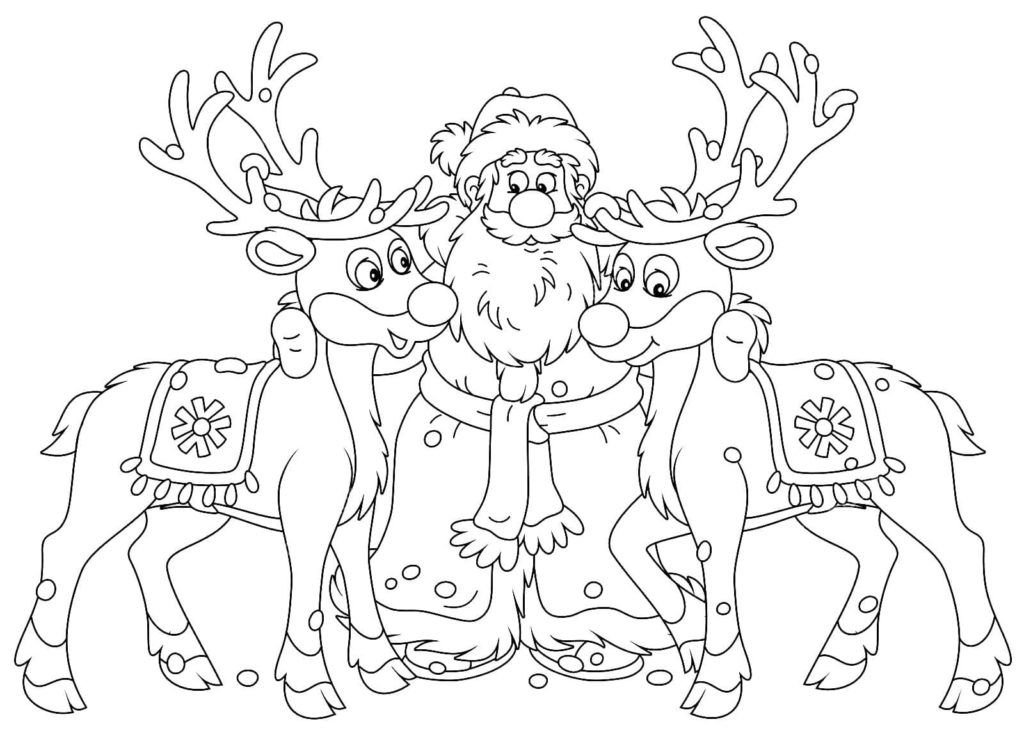 Papá Noel y renos navideños
