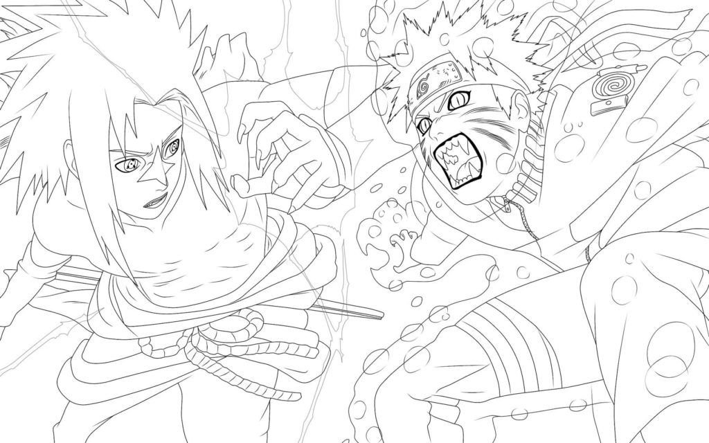 Dibujo de Sasuke y Naruto para colorear