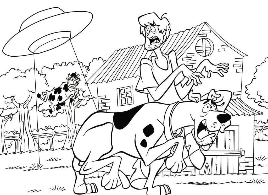 Scooby Doo y Shaggy huyen de un ovni