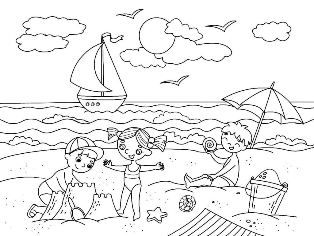 Niños jugando junto al mar.