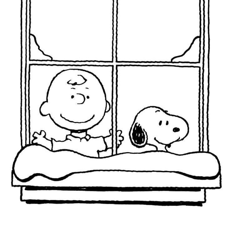 Snoopy y Charlie miran por la ventana
