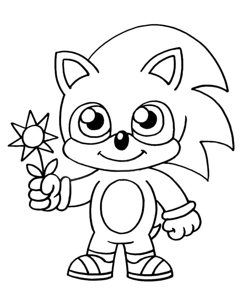 Baby Sonic con una flor