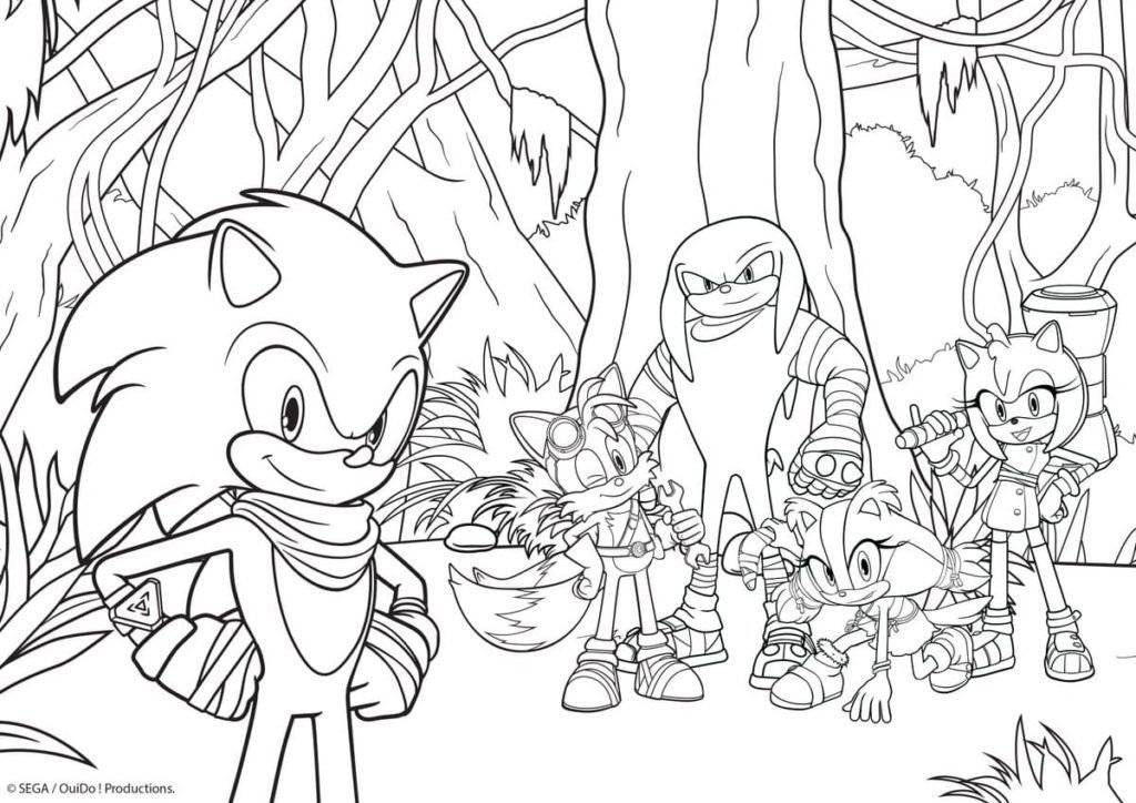 Página para colorear de Sonic con otros personajes