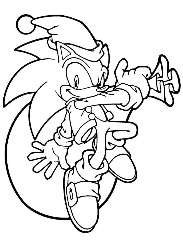 Dibujo de Sonic de Navidad para colorear