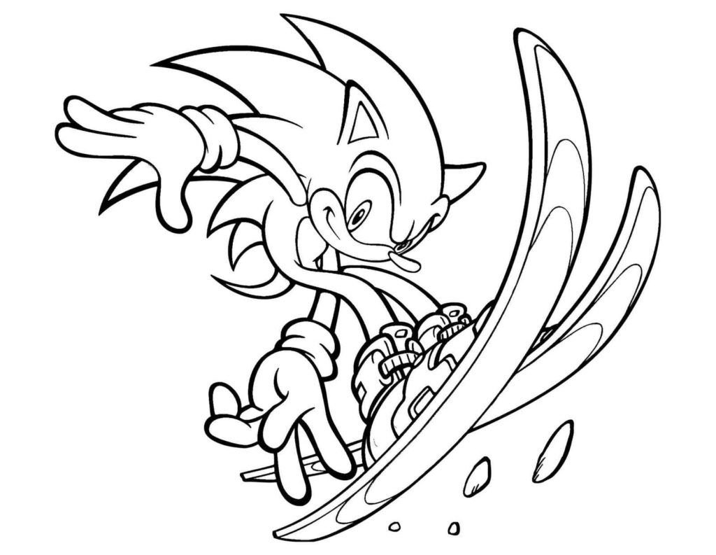 Además de las tablas y los coches, Sonic también disfruta del esquí.