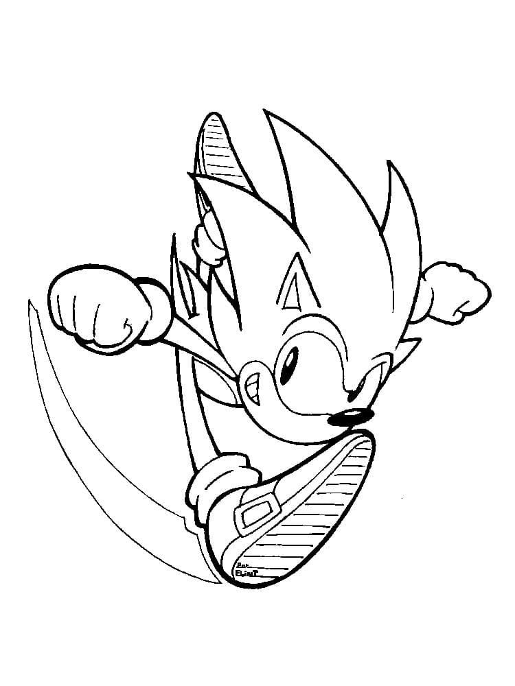 Sonic corre a gran velocidad hasta la línea de meta.