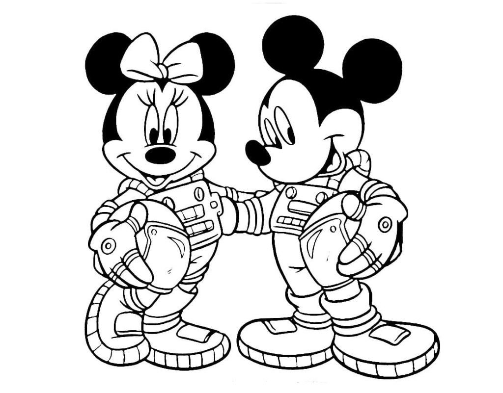 Astronautas de Mickey y Minnie Mouse