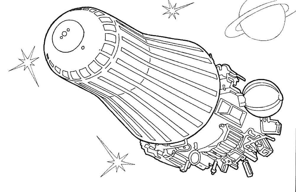 Nave espacial entre planetas y estrellas