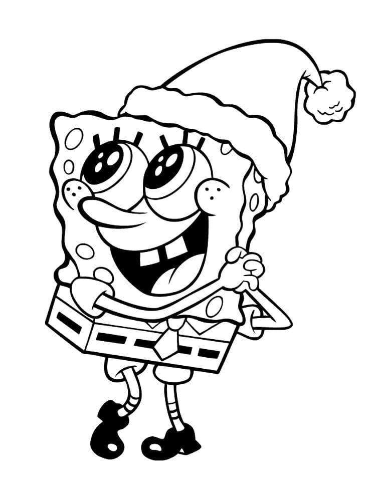 Bob Esponja con sombrero de Santa Claus