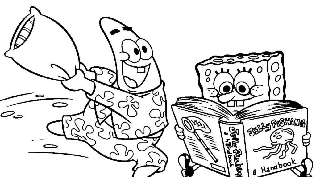 Bob Esponja lee un libro y Patrick lo molesta