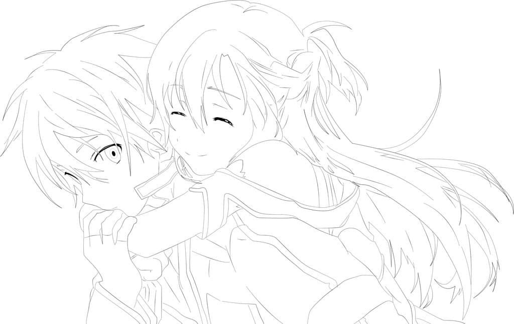Asuna abraza a Kirito