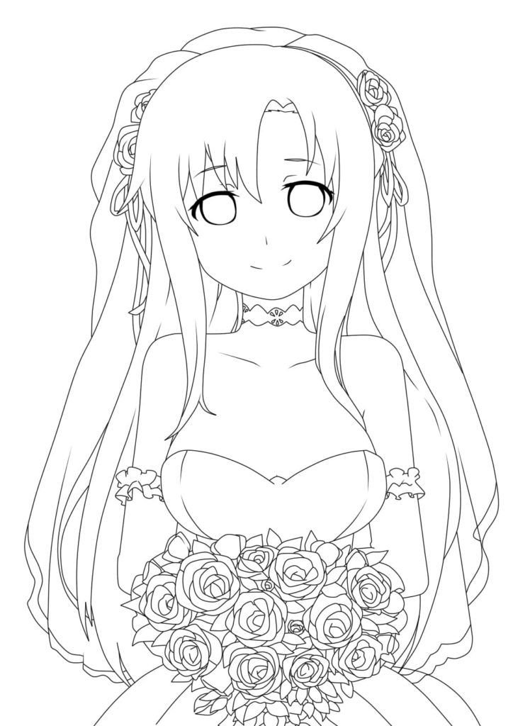 Asuna con vestido de novia