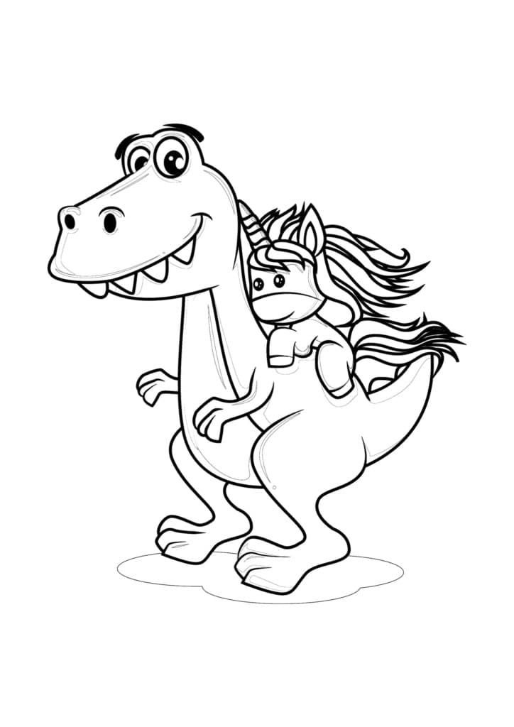 Tiranosaurio y unicornio