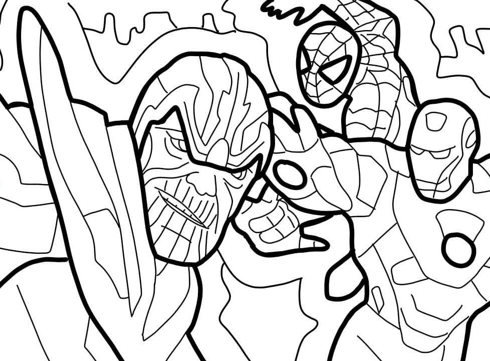 Thanos contra Spider-Man y Iron Man