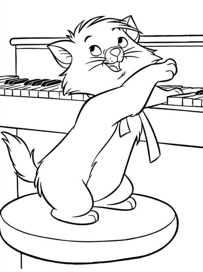 el gato toca el piano